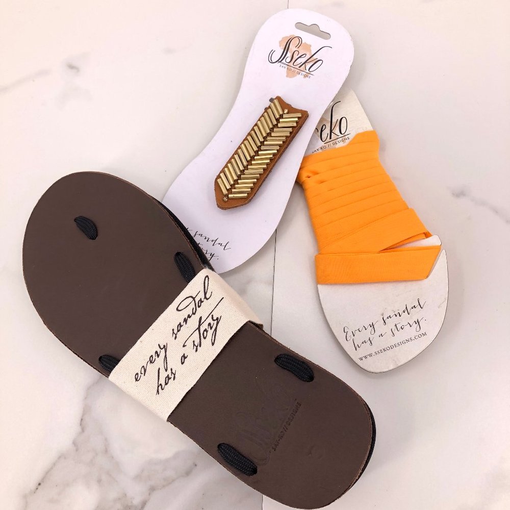 NWT Sseko brown black orange mojave long sandal